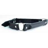 Черный кожаный кляп-трензель на кольцах - БДСМ Арсенал - купить с доставкой во Владикавказе