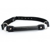 Черный кожаный кляп-трензель на кольцах - БДСМ Арсенал - купить с доставкой во Владикавказе
