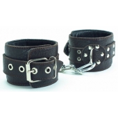 Кожаные наручники на металлической цепочке - БДСМ Арсенал - купить с доставкой во Владикавказе