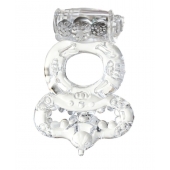 Прозрачное эрекционное кольцо с вибратором  и подхватом - Toyfa Basic - во Владикавказе купить с доставкой