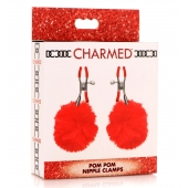 Красные зажимы на соски с помпонами Pom Pom - XR Brands - купить с доставкой во Владикавказе