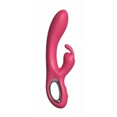 Малиновый силиконовый вибратор-кролик - 22 см. - Secwell