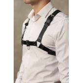 Черная мужская кожаная портупея №4 - БДСМ Арсенал - купить с доставкой во Владикавказе