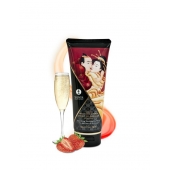 Массажный крем для тела с ароматом клубники и шампанского Sparkling Strawberry Wine - 200 мл. - Shunga - купить с доставкой во Владикавказе