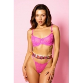 Эффектный розовый пояс из голографической эко-кожи - БДСМ Арсенал - купить с доставкой во Владикавказе