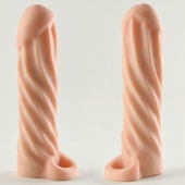 Телесная насадка-удлинитель Okoto со спиралевидным рельефом - 16 см. - Sitabella - во Владикавказе купить с доставкой