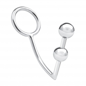 Кольцо на пенис с анальным стимулятором Two Bead Stainless Steel Anal Hook   Cock Ring - BlueLine - во Владикавказе купить с доставкой