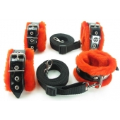 Набор на кровать с красным мехом BDSM Light - БДСМ Арсенал - купить с доставкой во Владикавказе