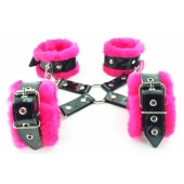 Набор фиксаторов краб с розовым мехом BDSM Light - БДСМ Арсенал - купить с доставкой во Владикавказе