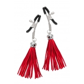 Зажимы на соски «Прищепки» с красными кисточками из замши - Pecado - купить с доставкой во Владикавказе