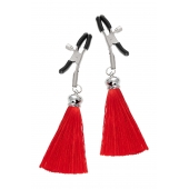 Зажимы на соски «Прищепки» с красными кисточками из шелка - Pecado - купить с доставкой во Владикавказе