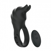 Черное эрекционное кольцо Usagi с ушками и пультом ДУ - BeYourLover - во Владикавказе купить с доставкой