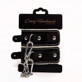 Черные скругленные наручники с мягкой бежевой подкладкой - Crazy Handmade - купить с доставкой во Владикавказе