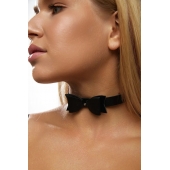 Черный кожаный однослойный чокер с бабочкой - Crazy Handmade - купить с доставкой во Владикавказе