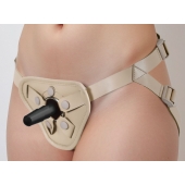 Бежевый пояс с двумя типами крепления насадок - LOVETOY (А-Полимер) - купить с доставкой во Владикавказе