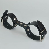 Черные кожаные наручники-фиксатор - Sitabella - купить с доставкой во Владикавказе