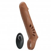 Коричневая вибронасадка с подхватом мошонки и пультом ДУ - Baile - во Владикавказе купить с доставкой