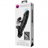 Черная вибронасадка на пенис с подхватом мошонки - 20 см. - Baile - во Владикавказе купить с доставкой