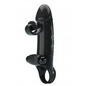 Черная вибронасадка на пенис с подхватом мошонки - 20 см. - Baile - во Владикавказе купить с доставкой