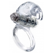 Прозрачное эрекционное виброкольцо с клиторальным зайчиком - Boys of Toys - во Владикавказе купить с доставкой