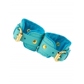 Голубые двуслойные кожаные наручники-браслеты - Pecado - купить с доставкой во Владикавказе