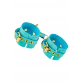 Голубые однослойные кожаные наручники - Pecado - купить с доставкой во Владикавказе