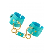 Голубые однослойные кожаные наручники - Pecado - купить с доставкой во Владикавказе