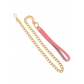 Розовый кожаный поводок с карабином для ошейника - 80 см. - Pecado - купить с доставкой во Владикавказе