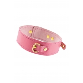 Розовый кожаный однослойный ошейник с прошивкой - Pecado - купить с доставкой во Владикавказе