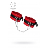 Красно-черные мягкие оковы с одним ремешком и люверсами - Pecado - купить с доставкой во Владикавказе