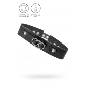 Черный чокер-ошейник со связанными кольцами на подложке - Pecado - купить с доставкой во Владикавказе