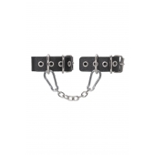 Черные кожаные наручники-браслеты из одного ремешка с люверсами - Pecado - купить с доставкой во Владикавказе