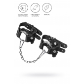 Черные кожаные наручники-браслеты из двух ремешков - Pecado - купить с доставкой во Владикавказе