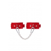 Красные кожаные узкие оковы со скруглёнными углами - Pecado - купить с доставкой во Владикавказе