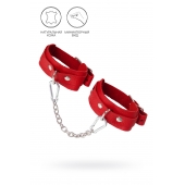 Красные кожаные узкие оковы со скруглёнными углами - Pecado - купить с доставкой во Владикавказе