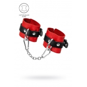 Красно-черные мягкие наручники с одним ремешком с люверсами - Pecado - купить с доставкой во Владикавказе