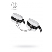 Бело-черные мягкие оковы с одним ремешком и люверсами - Pecado - купить с доставкой во Владикавказе