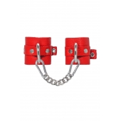 Красные мягкие кожаные наручники с люверсами - Pecado - купить с доставкой во Владикавказе