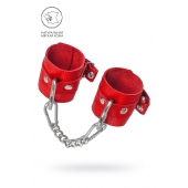 Красные мягкие кожаные наручники с люверсами - Pecado - купить с доставкой во Владикавказе