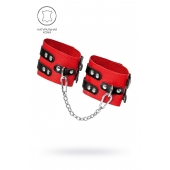 Красно-черные мягкие оковы с двумя ремешками с люверсами - Pecado - купить с доставкой во Владикавказе