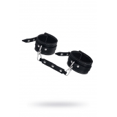 Черные двухслойные кожаные оковы с белой строчкой - Pecado - купить с доставкой во Владикавказе