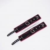 Черно-розовые кожаные оковы с розовой строчкой - Crazy Handmade - купить с доставкой во Владикавказе