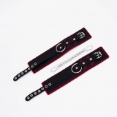 Черно-красные оковы с красной строчкой Sex - Crazy Handmade - купить с доставкой во Владикавказе