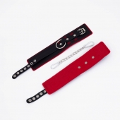 Черно-красные оковы с красной строчкой Sex - Crazy Handmade - купить с доставкой во Владикавказе