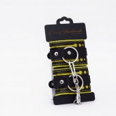 Черно-желтые кожаные наручники с жёлтой строчкой - Crazy Handmade - купить с доставкой во Владикавказе