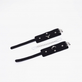 Черные кожаные оковы с хромированной фурнитурой - Crazy Handmade - купить с доставкой во Владикавказе