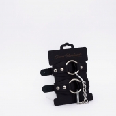 Черные кожаные оковы с кольцом - Crazy Handmade - купить с доставкой во Владикавказе