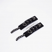 Черные кожаные наручники Sex - Crazy Handmade - купить с доставкой во Владикавказе