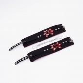 Черные кожаные оковы с красным декором и строчкой - Crazy Handmade - купить с доставкой во Владикавказе