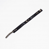 Черный кожаный ошейник с золотистой фурнитурой - Crazy Handmade - купить с доставкой во Владикавказе